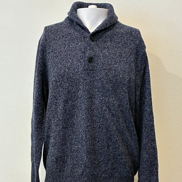 J. Crew Other - J.Crew Lambswool Blend Fisherman Sweater Mens L Blue Shawl Collar‎ Academia